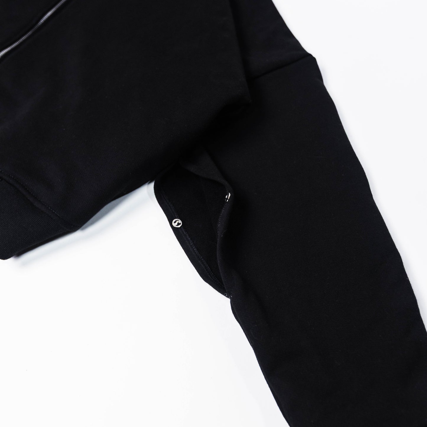 Double Zipper Deep Black Hoodie