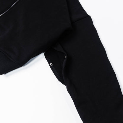 Double Zipper Deep Black Hoodie