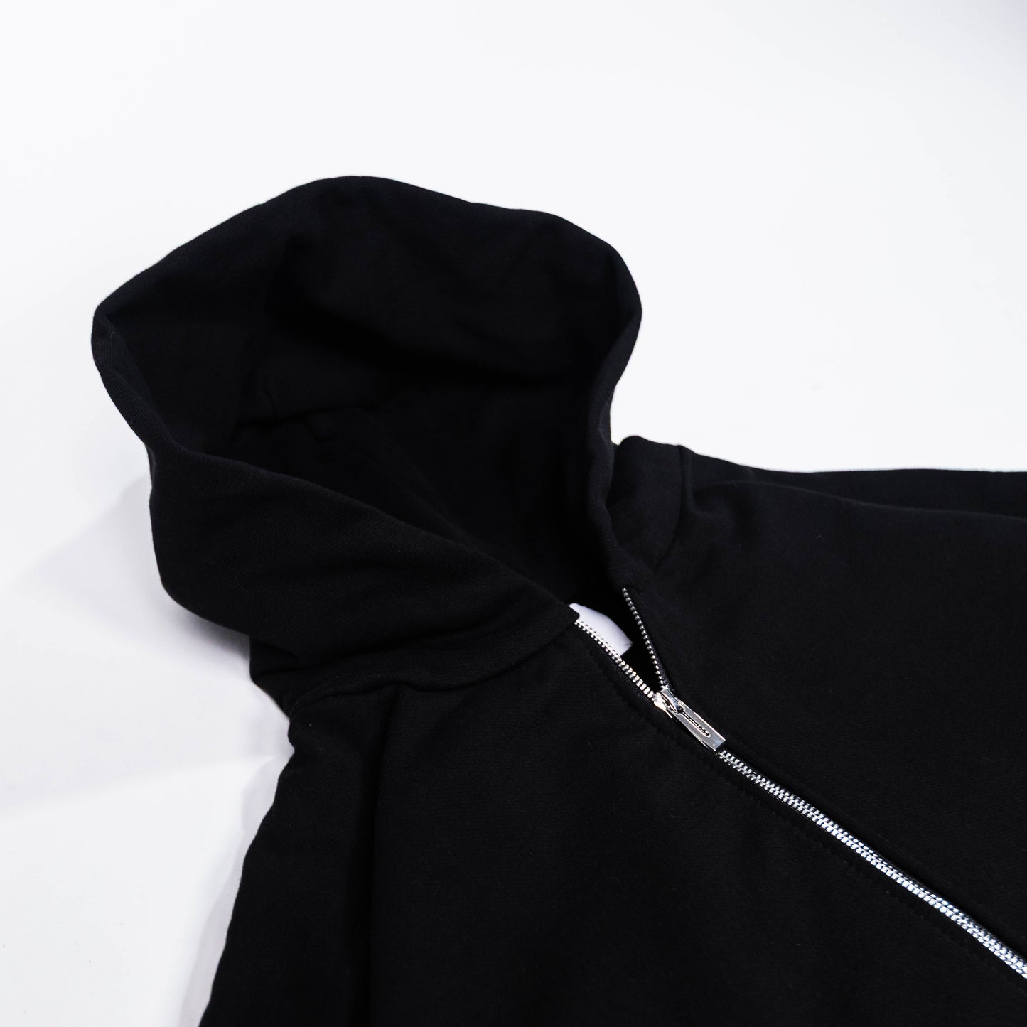 Double Zipper Deep Black Hoodie