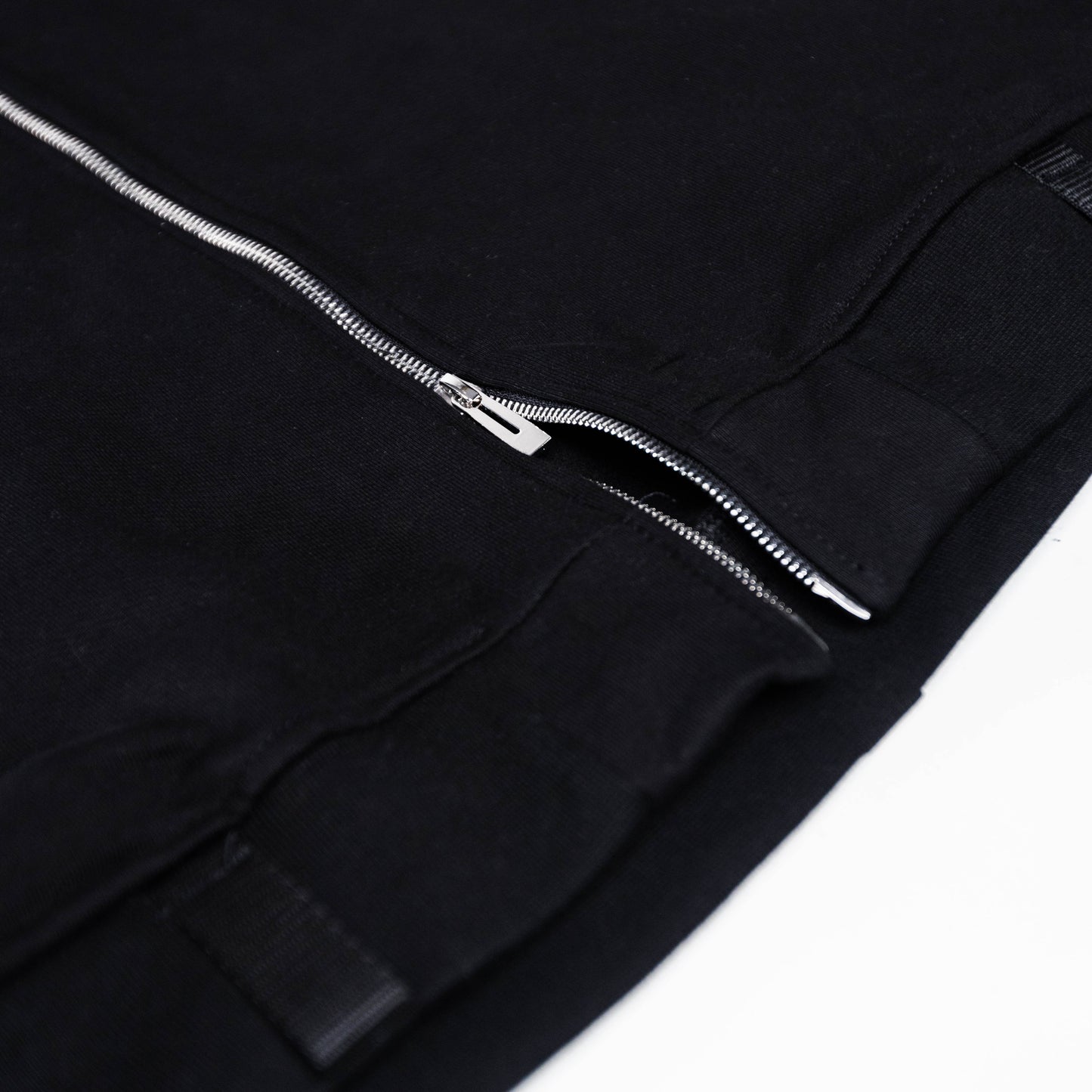 Double Zipper Deep Black Hoodie