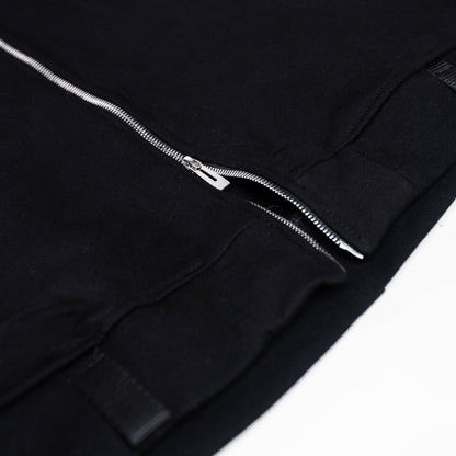 Double Zipper Deep Black Hoodie