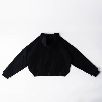 Double Zipper Deep Black Hoodie